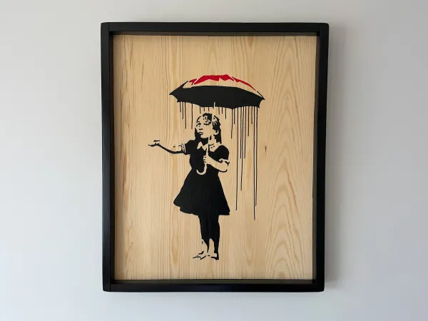 Umbrella girl with colourful umbrella)