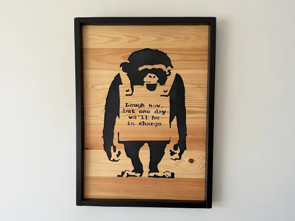 Chimpanzee with billboard