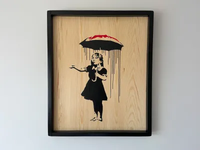 Umbrella girl with colourful umbrella)