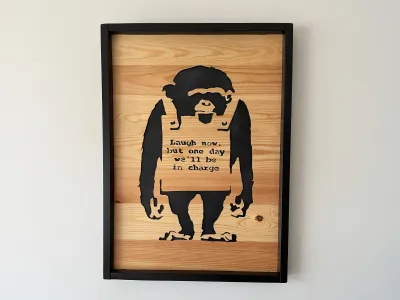 Chimpanzee with billboard