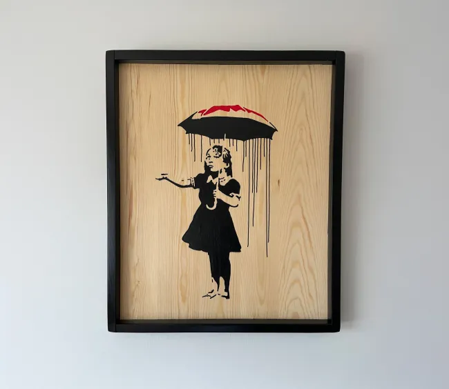 Umbrella girl with colourful umbrella)