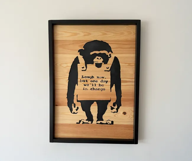 Chimpanzee with billboard